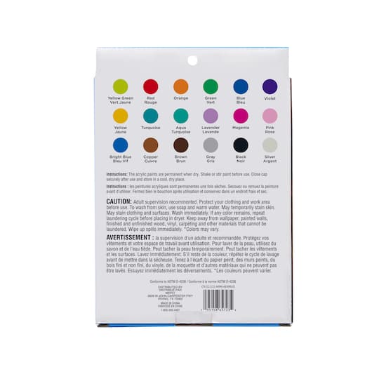 6 Packs: 18 ct. (108 total) Metallic Acrylic Paint Set by Creatology™